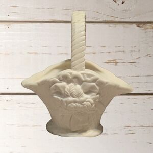 Cream Ceramic Basket with Floral Design